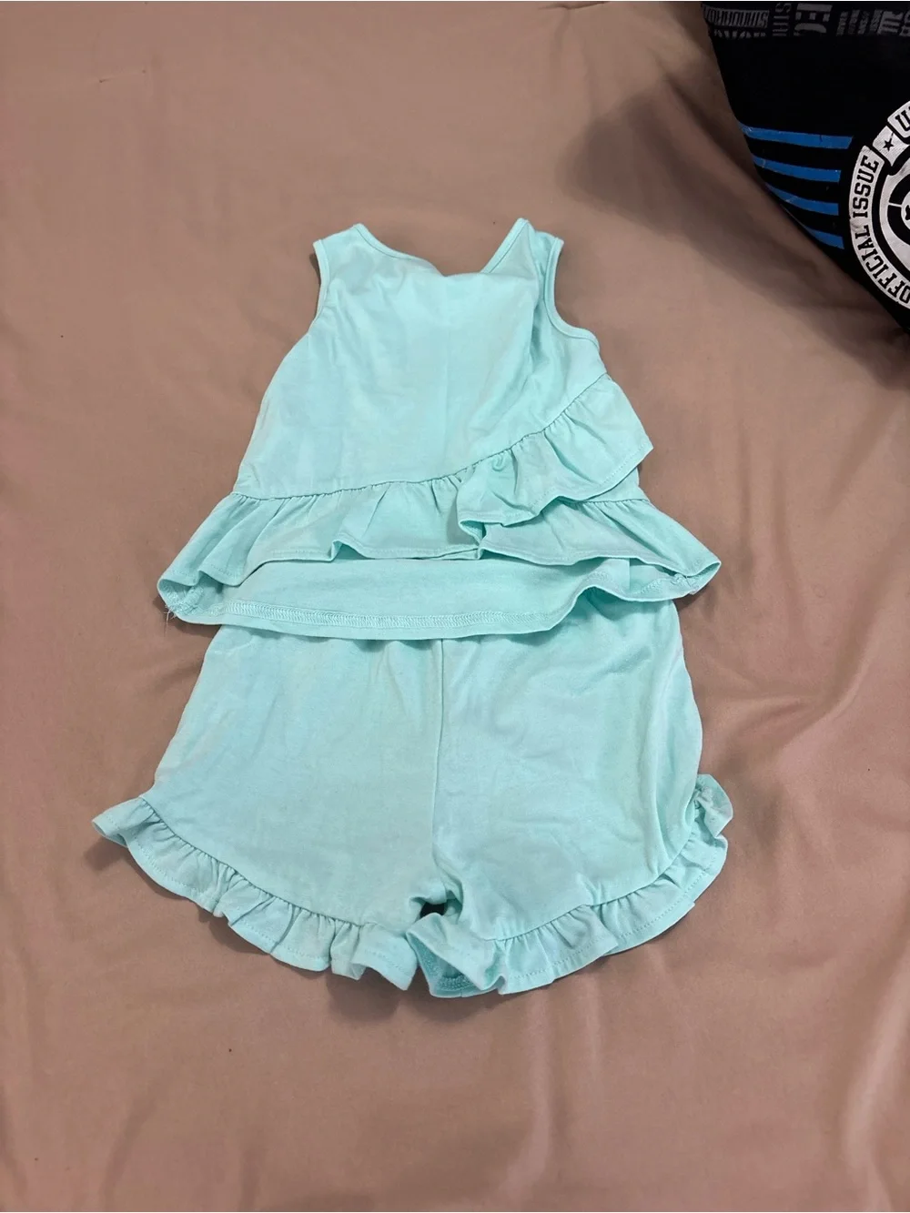Girls' Light Aqua Ruffle Tank & Shorts Set